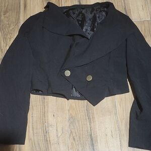 Ing Black Cropped Blazer with Gold Buttons